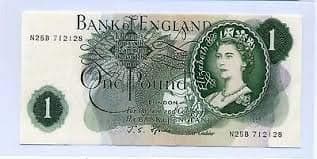 1967 Bank of England Note £1 British One-pound Uncirculated Banknote Chief Cashier FForde