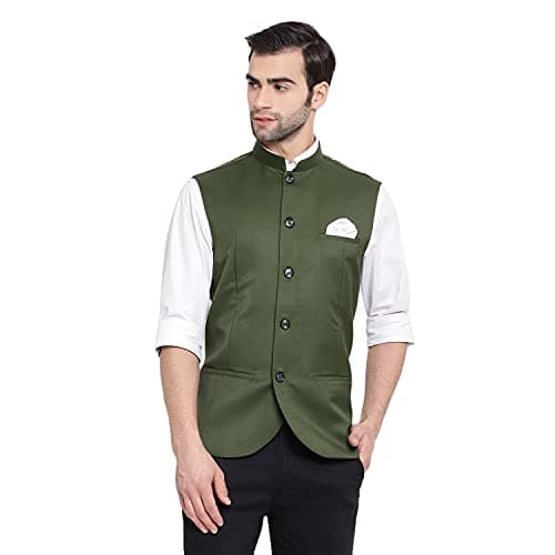 VASTRAMAY Men's Cotton Blend Nehru Jacket