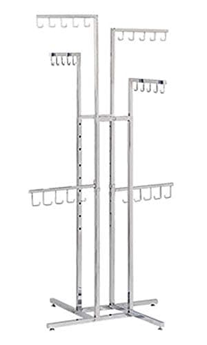 4 Way Handbag Rack in Chrome 48-72 Inches with J Hooks