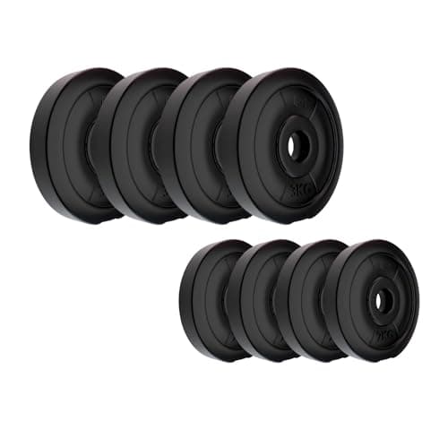 Amazon Brand - Symactive PVC 20 Kg Spare Weight Plates Combo Set (2 Kg x 4 + 3 Kg x 4, Black)