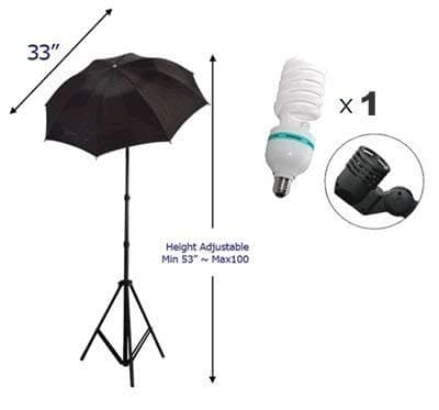 KAEZI (1) 100" Photo Light Stand Black-Silver Umbrella Light/Includes 85W 5500K Bulb