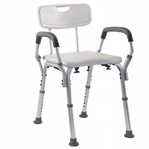 Essential Medical Supply Height Adjustable Shower and Bath Bench with Padded Arms, Contoured Back and Textured Shower Chair Seat