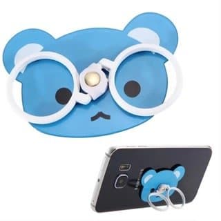 ForLazzy Kickstand, Universal Ring Stand 360 Degree Rotating Grip Ring Holder + Car Holder Mount Holder Cell Phone and Tablets Anti Drop Ring for Apple Android (Double Ring - Blue Bear)