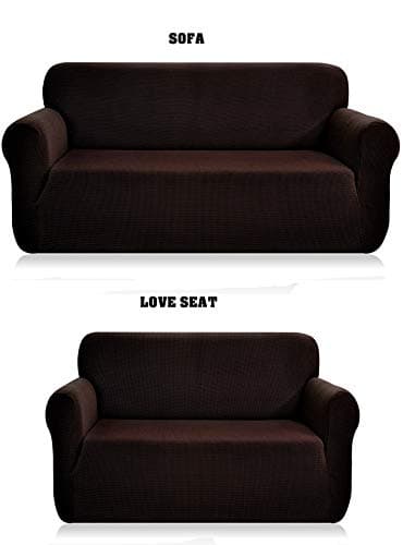 Mk Collection 2pc for Sure Will Fit Love Seat Sofa Slipcover Solid Coffee/Brown New