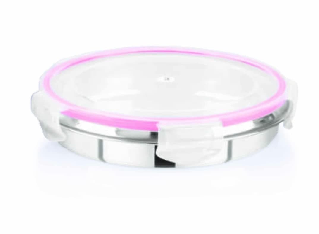 Anup Torda 1 pc Leak Proof Click and Seal Lock Stainless Steel Storage/Coriander(dhaniya) Container/Air Tight Tiffin Container/Lunch Container/Chutney Plate for Travelling (1)
