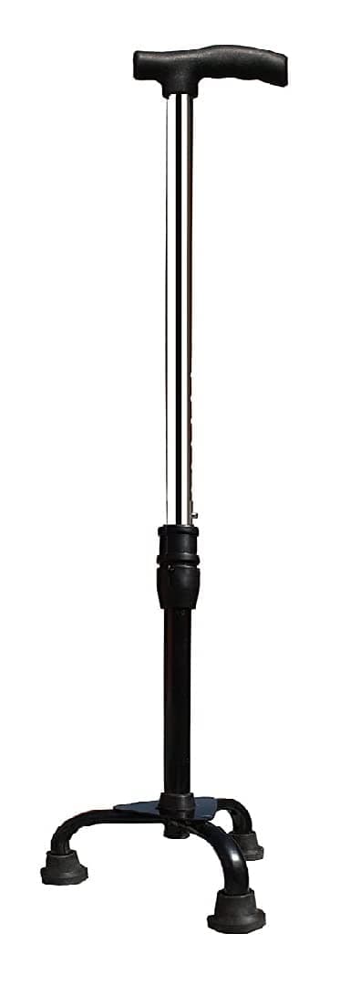 MUBBA 3Leg Walking Stick Height Adjustable Tripod Stick and Iron Canes Chrome