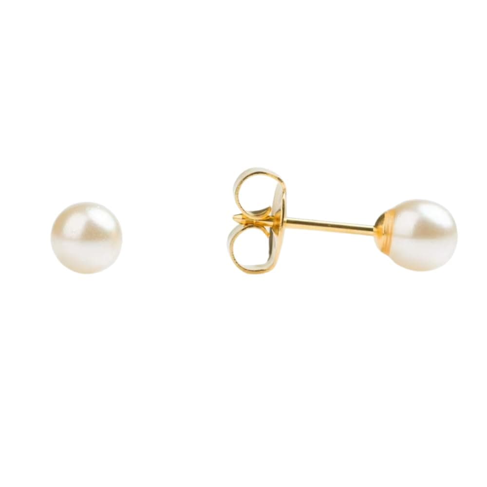 Sensitive White Pearl Stud Earrings | Hypoallergenic and Nickel Safe for Sensitive Ears | Gold Plated Posts | High Fashion Earrings for Women and Men