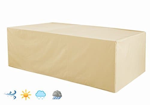 Patio Rectangular Table and Chair Set Cover, Water-Resistant, Outdoor All Weather Protection, Beige Color (108 L x 82 W x 33 H)