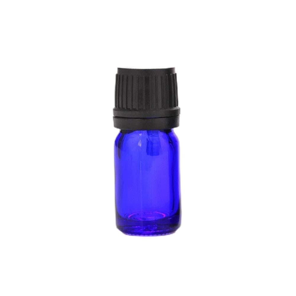 Constore 5ml Cobalt Blue Glass Bottle For Essential Oil Empty Refillable Vials with Euro Dropper Orifice Reducer Liquid Perfume Dispenser Lab Vials Black Coarse Grained Cap-15 Pack