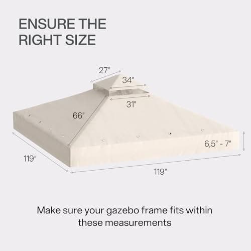 10x10 Canopy Replacement Top - Pop Up Gazebo Replacement Canopy Cover 10 x 10 - Double Tier - Waterproof 250g Canvas Fabric - Beige