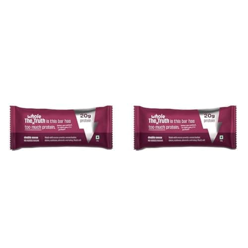 The Whole Truth - High Protein Double Cocoa 20g Protein Bar - Pack of 10 x 67g each - No Added Sugar - No Preservatives - No Artificial Flavours - All Natural, 40 gram