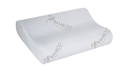 Relax Home Life Premium Memory Foam Cervical Contour STANDARD Size Pillow, Reduces Neck Pain and Stiffness! Bamboo Cover, Stay Cool Throughout the Night! Ergonomic Design For Side, and Back Sleeping