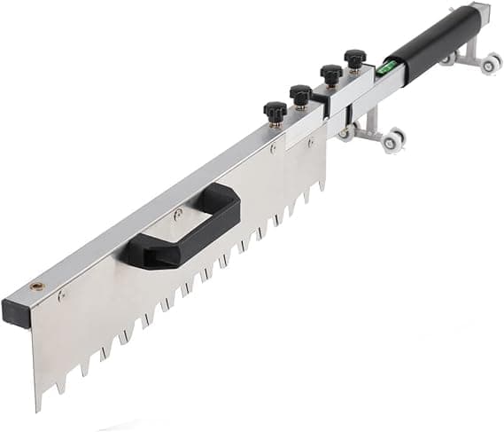 NIKTION Tile Tools Square Notch Trowel Wall Tile Trowel Masonry Hand Tile Trowel with Spirit Level and Casters Double Handle Foldable Notched Trowel for Large Tiles Flooring & Tiling Masonry 41-81cm