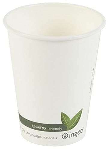 12oz Disposable PLA Compostable Takeaway Coffee Cups - Pack of 50 Eco Friendly Drinks Cups