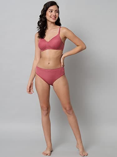 Emavic Women's Cotton Full Coverage Lightly Padded Wire Free Bra Panty Lingerie Set Honeymoon Bikni Set for Girl's Combo Pack of 3