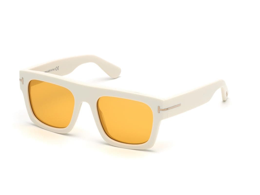 UV Protected Blue Blocked Filter Sunglasses for Men | Square Full-rim Beige Frame - FT0711 53 25E