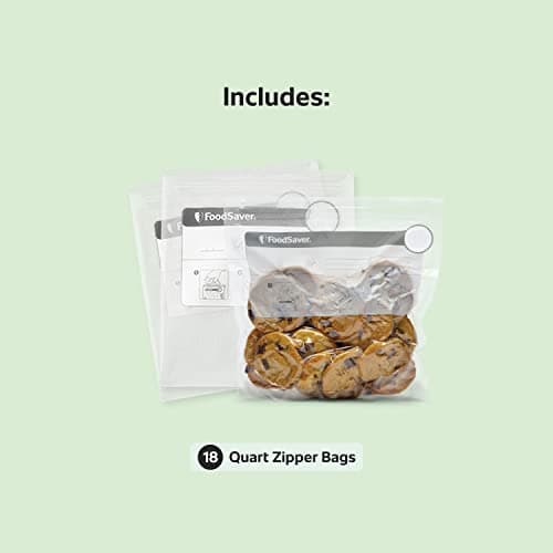 FoodSaver Quart-Sized Vacuum Zipper Bags with unique multi layer construction, BPA free, Pack of 18