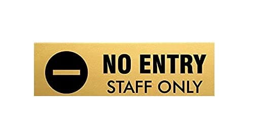 “No Entry – Staff Only” Laminated Acrylic Sign Board | Office, School, Hospital, Home & Store Display | Gold & Black | 25 x 9 cm