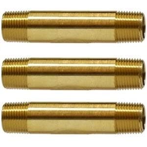 Merababa Long Nipple 1/4" X 1/4" Male pipe (NPT Thread) for Brass Pipe Fittings (Pack of 3)
