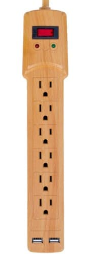 Invisiplug 6-Outlet Surge Protector with 2 USB Ports and 900 Joules Protection, Model LN002
