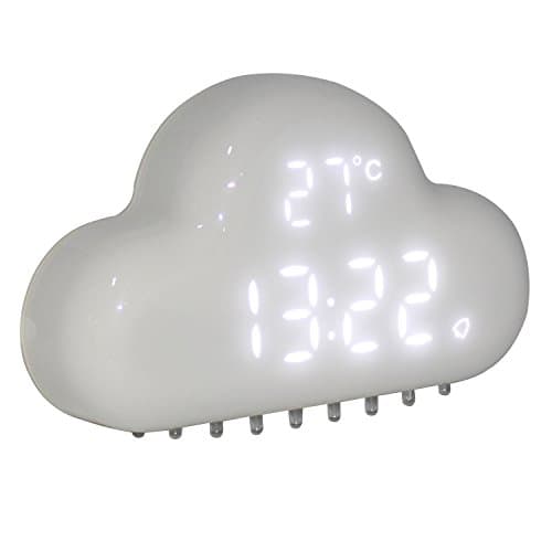 Clouds Digital Alarm Clock USB Battery Operated Sound Control Electronic Home Bedroom Calendar,Snooze and Energy Saving Function