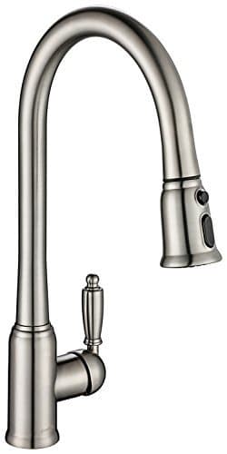 AguaStella AS51BN Brushed Nickel Kitchen Sink Faucet with Pull Down Sprayer Single Handle with Deck Plate