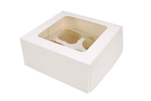 Plain Cupcake Boxes - 4 Holes - Pack of 25