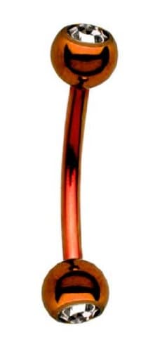 NEON Eyebrow Orange Ring Piercing w/GEMS Titanium Anodized Curved Barbell 16g 7/16" (Standard Size)