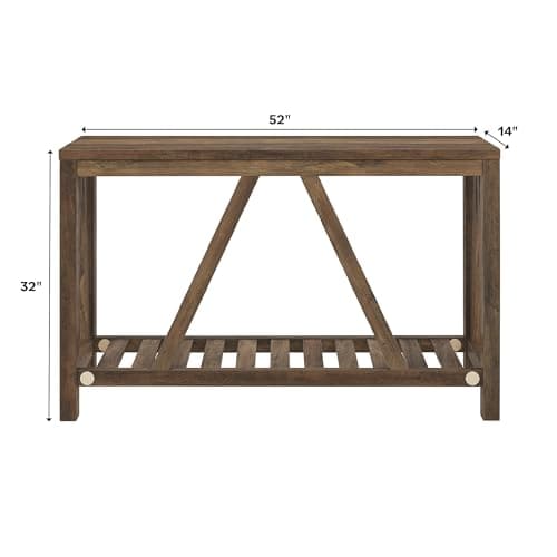 Eden Bridge Designs 132cm Rustic Cottage Country Farmhouse Rectangular Entryway Table - Multi-Functional Storage Bench for Living Room, Bedroom, Bathroom or Hallway - Rustic Oak