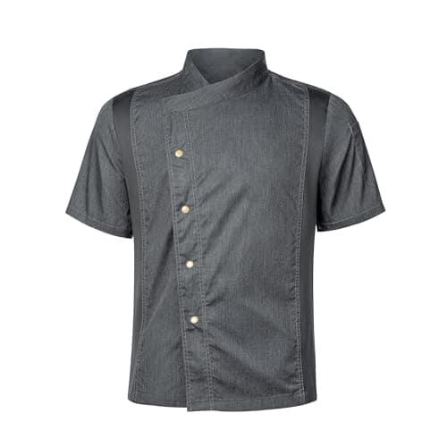 Unisex Chef Coat for Men Women Short Sleeves Solid Chef Jacket Hotel Restaurant Work Shirt Uniform