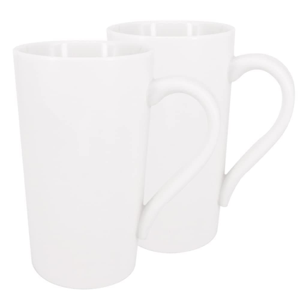 YBCPACK 2 Pack 20 OZ 600ml Porcelain Mug Coffee Cups Plain Large Tall White Ceramic Cup Milk Tea Coffee Mug with Handle