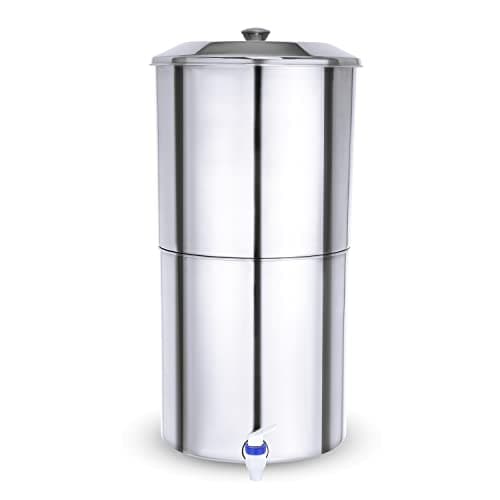 Pristine Stainless Steel Water Filter with 3 Ceramic Candles | Purifier with Storage (Capacity-26Liters, Silver) Gravity