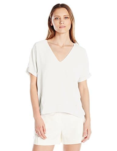 Cooper & Ella Women's Holly Deep V Tee, White, S
