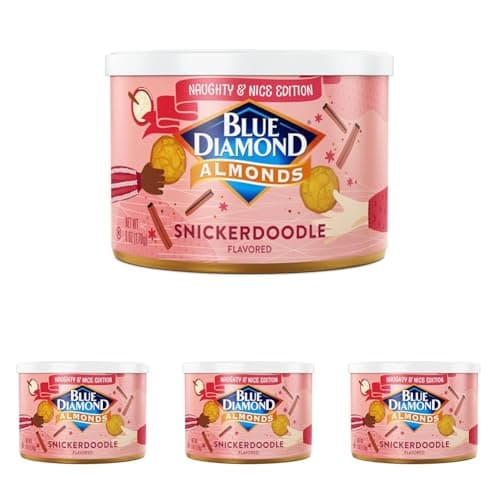 Blue Diamond Almonds, Snickerdoodle Holiday Snack Nuts, 6 oz Resealable Can (Pack of 4)