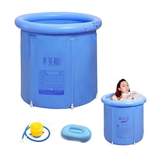 Portable Inflatable Folding SPA Bathtub for Adults, Quality Deep Soaking Tub with Drain, Feet Inflator Pump and Inflatable Cushion