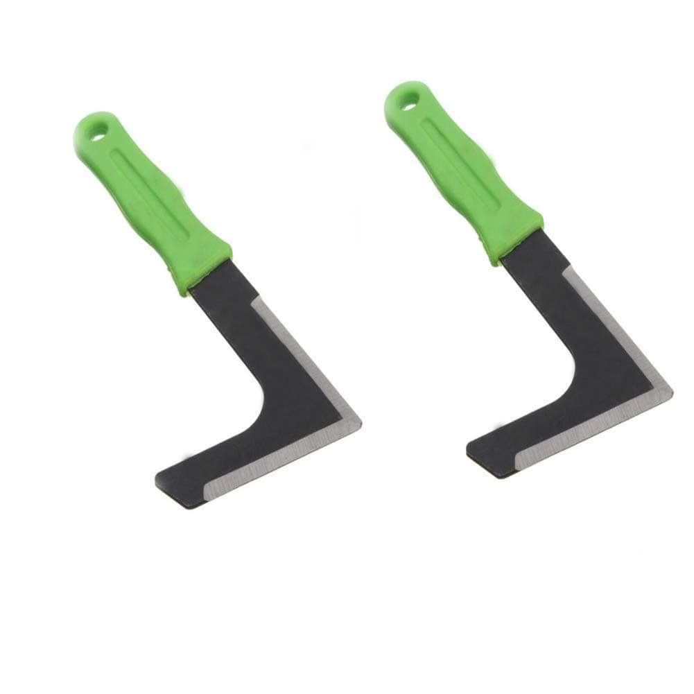 Chiloskit 2PCS Carbon Steel 8.2" L-Shape Blade Weeding Weed Puller Tool Machete Hook Knife Yard Lawn Tool