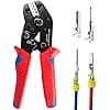Wire Crimping Tool with Ratchet, Amliber Ratchet Wire Crimper Tool for Open Barrel Terminal Connector, Electrical Crimping Tool for Molex Style Deutsch DELPHI AMP Dupont TYCO Terminals, 24-14AWG
