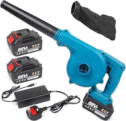 Leaf Blower, Cordless Leaf Blower with 2 Battery & Charger, 2-in-1 Electric Leaf Blower & Vacuum