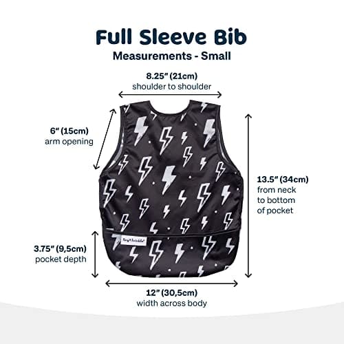 Tiny Twinkle Mess Proof Baby Bib - Waterproof Baby Apron - Machine Washable - PVC, BPA, & Phthalate Free - Great Travel Bib for Baby Eating - Baby Food Bibs (Lightning, Large 2-4 Years)
