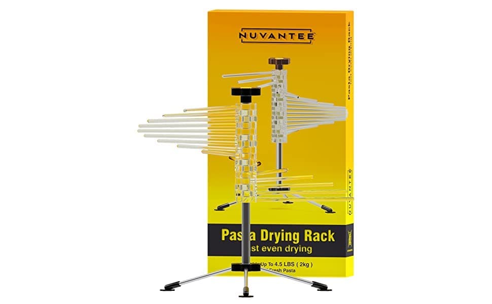 Nuvantee Pasta Drying Rack – Noodle Dryer – Spiral Design Holds 4.5 Pounds (2 KG) – 16 Food Grade BPA free Rods