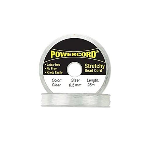 Powercord Elastic Cord Clear 0.5mm Diameter 27.3 Yards / 25 Meters