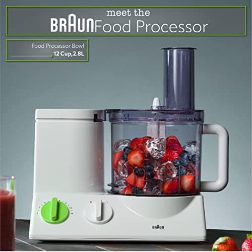 Braun Food Processor 12 Cups, Ultra Quiet and Powerful Motor, 9 Accessories, Blades, Chopper, Citrus Juicer, Made in Europe with German Technology