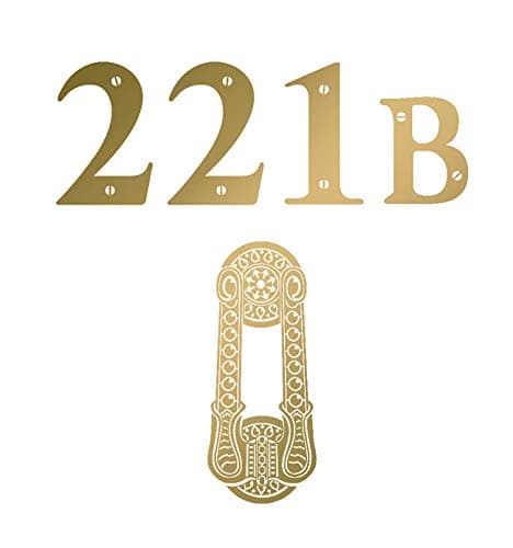 "221b Baker Street" Full Size Wall Décor Sticker Die Cut Vinyl Decal in Vegas Gold - Sherlock Holmes