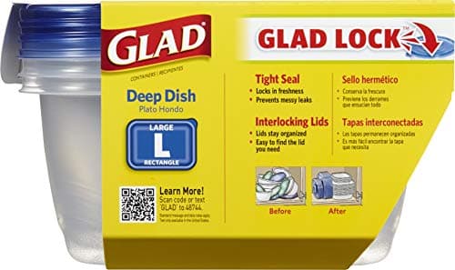 Glad Food Storage Containers, Deep Dish, 64 Ounce, 3 Count