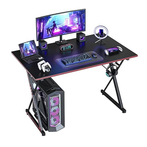 CubiCubi Gaming Desk 80 x 50 cm PC Computer Desk, Home Office Desk Table Gamer Workstation, Simple Game Table, Black
