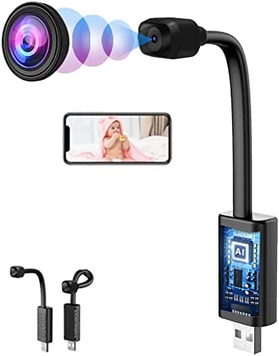 Spy Camera Mini Hidden WiFi Camera HD 1080P with Night Vision and Motion Detection, Nanny Cam,Baby Monitor with Upgraded, AI Human Motion Detection (Night Vision WiFi Camera)