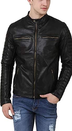 Men's Black Color Faux Leather Jacket