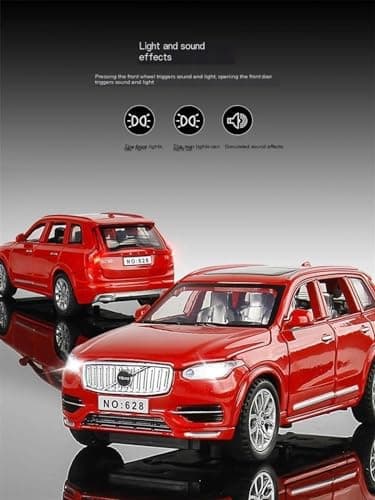 Scale Finished Model Car 1/32 For Volvo XC90 SUV With Sound And Light Scale Alloy Car Model Off-road Vehicle Collectible Miniature Replica Car(White)