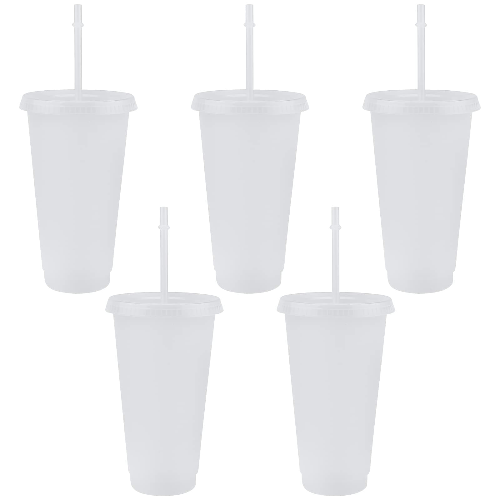 TSLBW 5 Pcs Reusable Plastic Cup Drinkware Tumblers Acrylic Cups Tumblers with Lids and Straws Plastic Bulk Iced Plastic Cold Water Tumblers Iced Coffee Cups Travel Mug Party Tumbler
