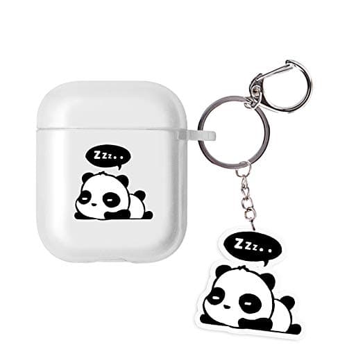 Panda AirPods Case Clear Soft TPU Shockproof Protective Compatible Silicone Skin Case for AirPods 2 & 1 with Keychain Pendant